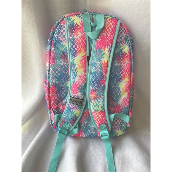 Kids Hurley Printed Pineapple Backpack With Lunchbox 1 side bottle pocket New - Picture 3 of 8